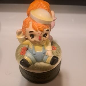 Vintage 1970s Price Import Japan Raggedy ANn & Andy Ceramic Music Box-ThisOldMan